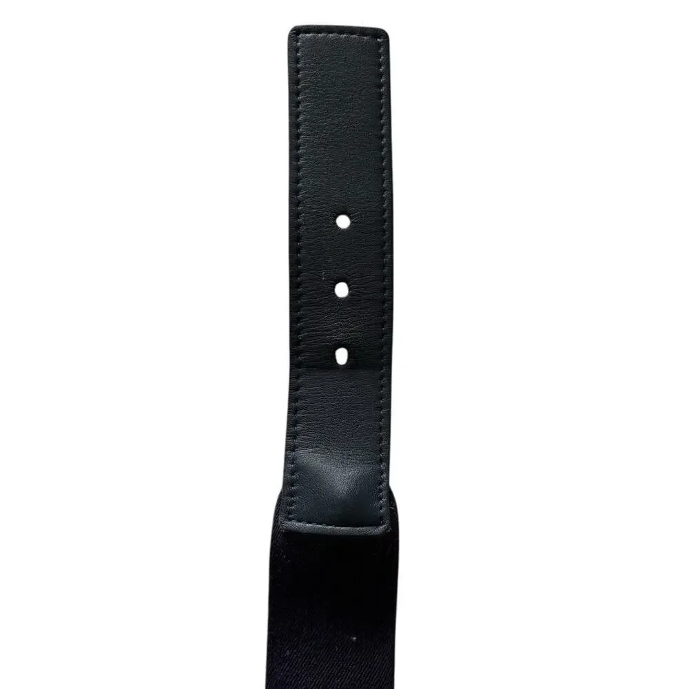 Lacoste Belt Blue Elastic and Brown Leather Size 38 Vintage Preppy